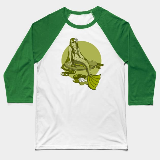 Green Oasis Mermaid Baseball T-Shirt by sushikittehh